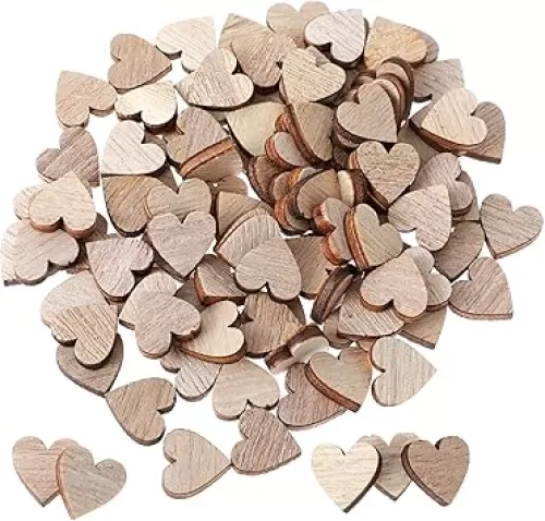 100 Pcs Small Wooden Hearts For Crafts Wood Tokens Guest Book Blank Wood Sign Party DIY Small Unfinished Wood Heart Slices Heart Sign Tag Mini Wooden Heart Ornaments For Party Birthday Valentine