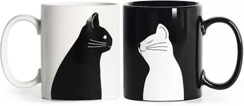 11oz Couple Gifts Cute Kissing Cat Mug Matching Couples Stuff Ceramic Coffee Mugs for Wedding/Anniversary Engagement Gifts for women men Couples Cat Lovers.