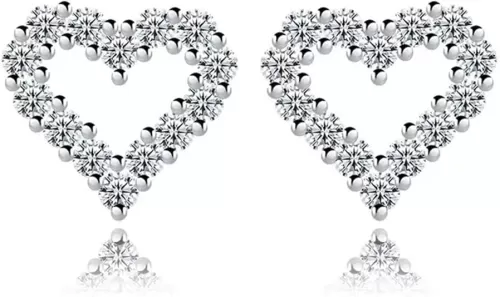 14K Gold Plated Cubic Zirconia Heart Hollow Earrings for Women, Dainty Small Heart Earrings Minimalist Jewelry Gifts