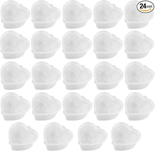 24 Pieces 2.4 oz Heart Shaped Slime Storage Containers Transparent Small Plastic Box with Hinged Lids
