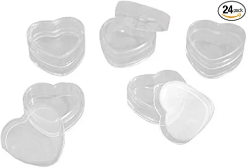 24pcs 4ml 0.14oz Mini Empty Clear Refillable Plastic Heart Shape Pot Jars Cosmetic Sample Containers with Lids Best for Nail Powder Eye Shadows Lip Balm Face Creams Sampling