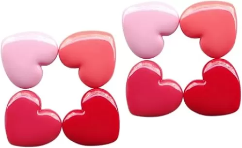 2sets 4pcs Heart Shape Refillable Travel Containers for Lipstick Eyeshadow Blusher Lightweight Cosmetic Cases for Daily Use Travel Safe Material Random Colors Random Color 4pcs*2