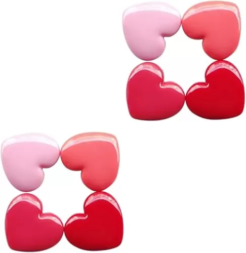 2sets 4pcs Refillable Heart Shape Cosmetic Container for Lipstick and Eyeshadow Travel Friendly Bottles Lightweight and Odorless for Women Random Color 4pcs*2