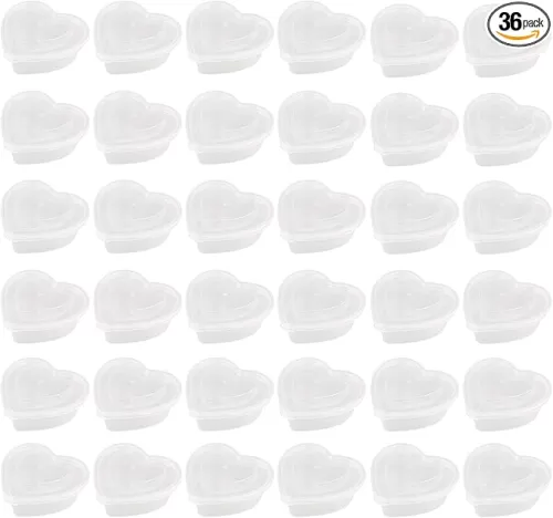 36 Pieces 5 oz Heart Shaped Slime Storage Containers Transparent Plastic Box with Lids