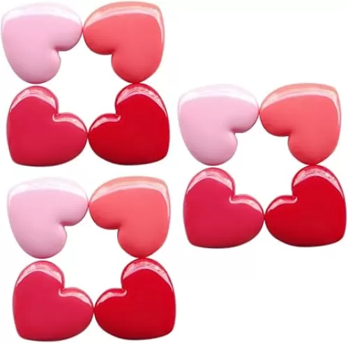 3sets Refillable Heart Shape Cosmetic Container for Lipstick Eyeshadow Blusher Lightweight Travel Bottles for Creams for Random Color 4pcs*3