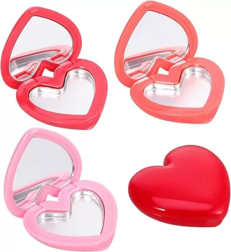 4Pcs Heart Shaped Refillable Makeup Containers with Mirror Travel Friendly Lipstick and Eyeshadow Storage Female present for Special Occasions Compact and Leak Design