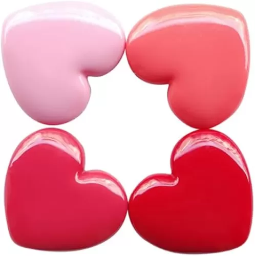 4Pcs Mini Makeup Containers Empty Heart Shape Lip Balm Containers Empty Cosmetic Case Mirror for Young Teens, Girls or Women Bulk (Random Color)
