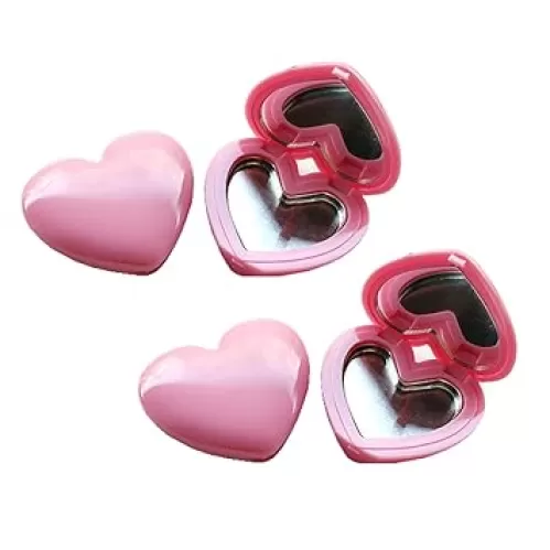 5 Pieces Mini Heart Shaped Eyeshadow Palette Empty Lipstick Container Case Refillable Eye Shadow Dispenser Travel Plastic Cosmetic Container with Mirror for DIY Makeup Container, Pink