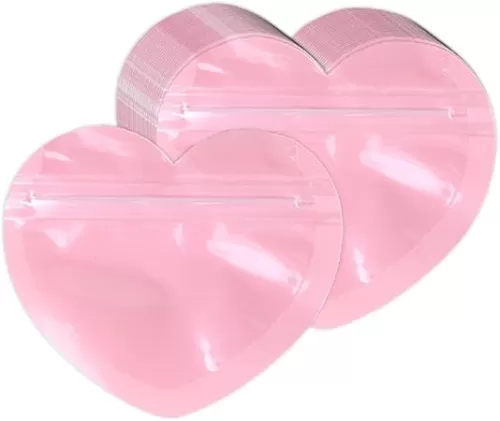 50xDurable Heart Shaped Jewelry Bag Self Sealing Jewelry Pouch Heart Shape Bag For Jewelry Zipper Lock Pouches Storage Self Sealing Jewelry Pouches Scratch Resistant Jewelry Bags Convenient Zipper