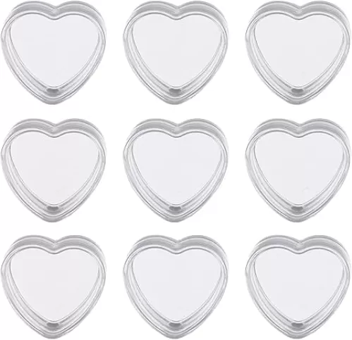 60 Pcs 5g Empty Clear Cream Box Jars Heart Shaped Pot Jars Refillable Plastic Cream Jar Cosmetic Container Makeup Sample Trial Case Storage with Lid for Lip Blam Lotion Eyeshadow Nails Powder