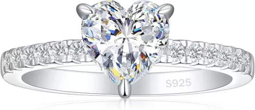 925 Sterling Silver Engagement Rings for Women Heart Cut Cubic Zirconia Wedding Promise Rings for Her Size 4-12.5