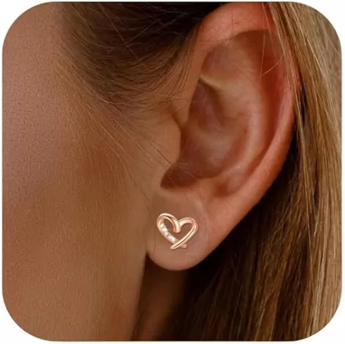 925 Sterling Silver Heart Earrings, Hypoallergenic Silver Stud Earrings for Women, Love Heart Studs Earrings Gift for Women