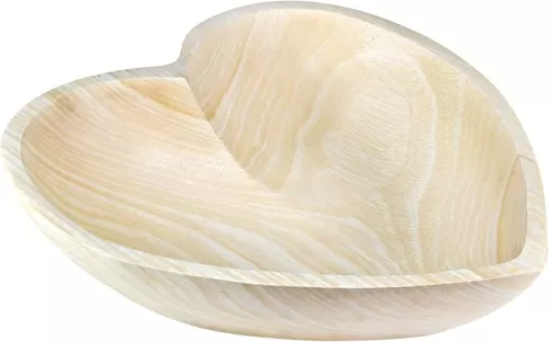 AeraVida Vintage Heart Shaped Natural White Tamarind Wood Hand Carved Tray Bowl | Decorative Wooden Kitchen Fruit Bowl | | Handmade Serving Tray or Platter for Dish | Kitchen Decorative Bowl and Plate