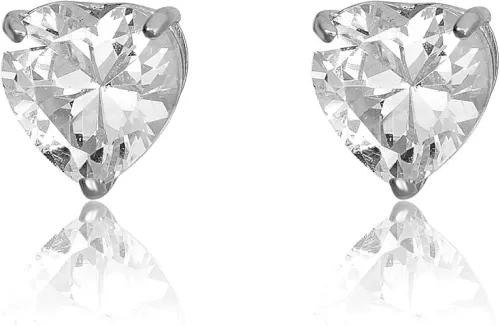 AVORA 10K Yellow Gold Heart-shaped Simulated Diamond Cubic Zirconia (CZ) Stud Earrings