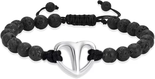 Black Volcanic Rope Cremation Bracelet With Stainless Steel Heart Urn Ashes Jewelry Adjustable Expandable Urn Bracelet