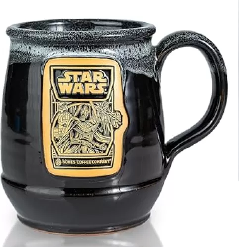 Bones Coffee Company Dark Side Chocolate Truffle Handthrown Mug | Black Coffee Mug | 14 oz Ceramic Novelty Drinking Cup Inspired by Star Wars