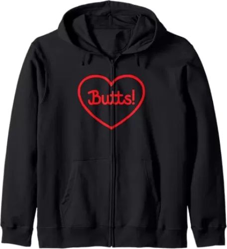 Butts! Cute I Love Butts Heart Shape Zip Hoodie