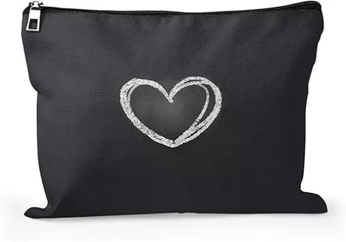 Cafl Chalk Heart Makeup Bag Heart Shape Cosmetic Bag for Women Large Capacity Make Up Bag Portable Travel Toiletry Pouch Organizer 10 * 8inch
