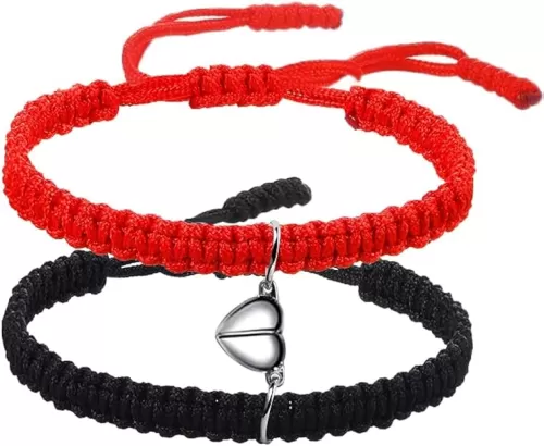 COLORFUL BLING Matching Mutual Attraction Couple Bracelets Long Distance His and Hers Adjustable Braided 8 Infinity Love Heart Friendship Bracelet Jewelry