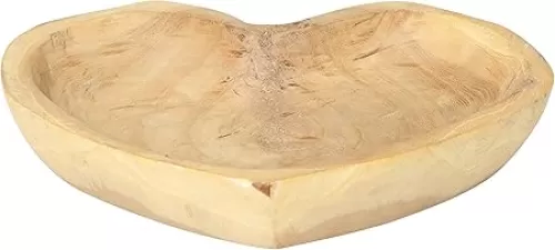 Creative Co-op Decorative Chinaberry Wood Heart Shaped Bowl