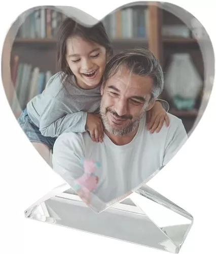 Crystal Sublimation Blanks Sublimation Glass for Custom Picture Photo Frame, Award Plaque, Crystal Tabletop Decor, In-Loving Memory Sublimatin Printing Products (Heart)