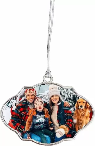 Custom Merry Gift Christmas Ornament Choose Frame Heart or Wreath Design Personalized Upload Your Photo (Frame)