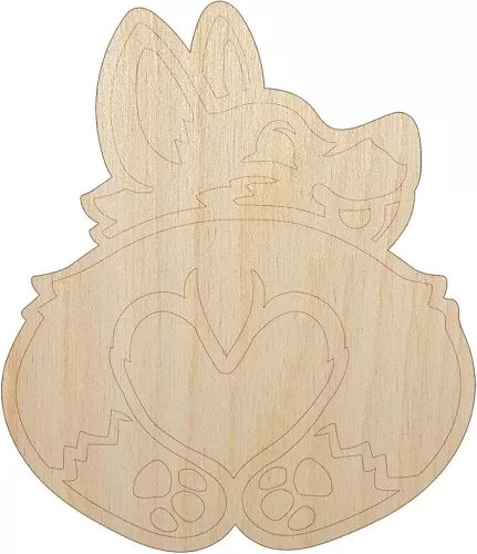 Cute Corgi with a Heart Butt Unfinished Wood Shape Piece Cutout for DIY Craft Projects - 1/8 Inch Thick - 6.25 Inch Size