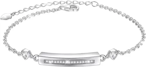 DAOCHONG Sterling Silver Forever in My Heart CZ Cremation Urn Locket Memorial Ashes Holder Bangle Urn Keepsake Bracelet 7+2"