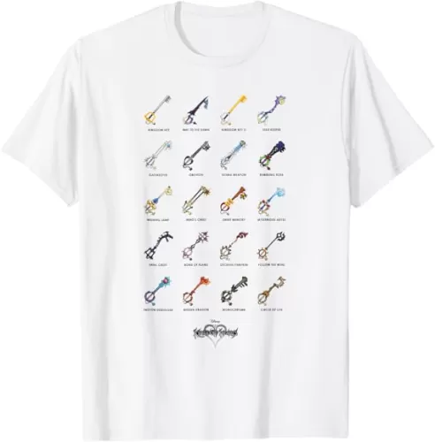Disney Kingdom Hearts Keyblades with Names T-Shirt T-Shirt