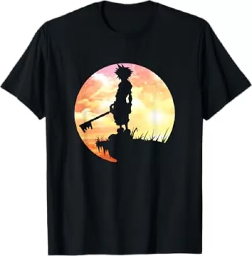 Disney Kingdom Hearts Sora Sunset Silhouette Pose Chest Logo T-Shirt
