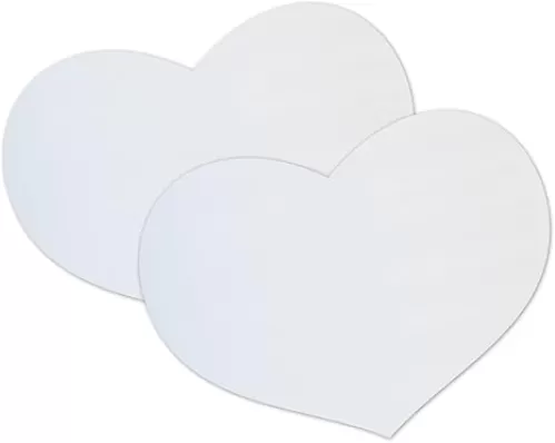 Durable Blank Heart Shaped Corrugated White Yard Sign - Strong Coroplast - Great DIY Signs (2 Pack - White Heart)