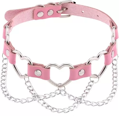eYLun Women Goth Choker Punk Heart Leather Chain Collar Necklaces