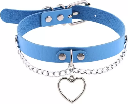 eYLun Women Leather Heart Chain Necklace - Punk Goth Choker Collar