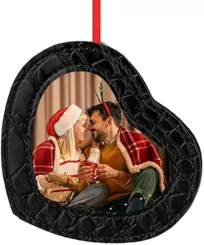 FLYAB Heart Mini Frame Ornament - Black Picture Frame Ornaments for Christmas Tree Hanging Decoration Gifts for Valentine's Day Christmas Wedding Anniversary