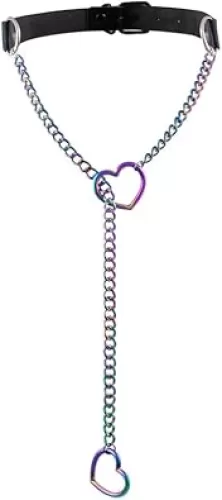 FNQUFUJ Black Leather Heart Slip Chain Necklace Heart Choker Collar For Women Punk Gothic Jewelry