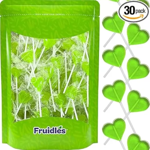 Fruidles Lollipops Mini Heart Shaped Flavored Delicious Lollipop, Individually Wrapped, 5g Lollipop (60 Lollipops, Heart Flavor Mix)