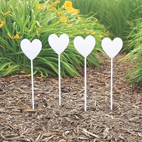 Fun Express Heart Yard Signs - Perfect for Parties, Events, and Celebrations - 4" x 4 Vibrant Heart-Shaped Decor for Your Yard or Garden - 12 Pieces
