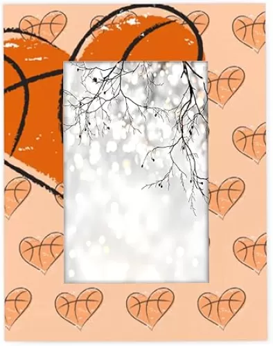 Funny Heart Shape Basketball Pattern Picture Frame 5x7 Photo Frame for Table and Wall Wooden Picture Frame Home Decoration