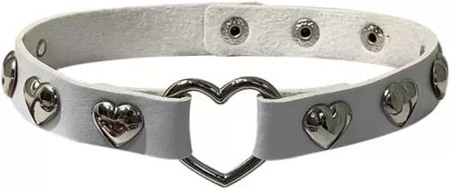 Goth Punk Choker Necklaces for Women Slip Chain Necklaces Black PU Leather Heart Choker Adjustable Neckband Collar Choker Valentines Halloween Christmas Jewelry