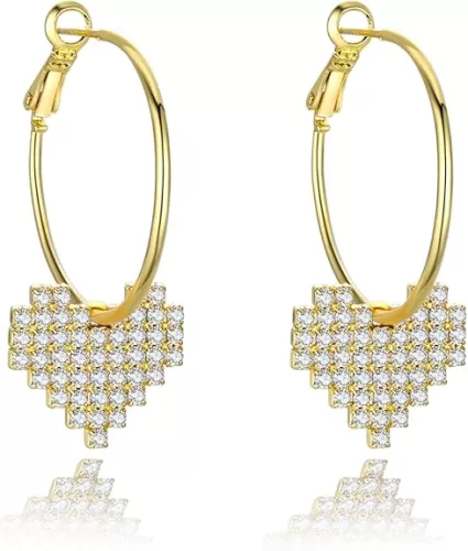 Heart Dangle Earrings for Women Huggie Earrings for Women Lightweight Heart Hoop Earrings for Women Heart Cubic Zirconia Earrings Drop Earrings Fashion Trendy Jewelry