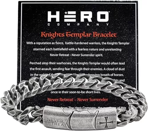 iHeartDogs Hero Company Link Bracelet for Men - The Knights Templar 