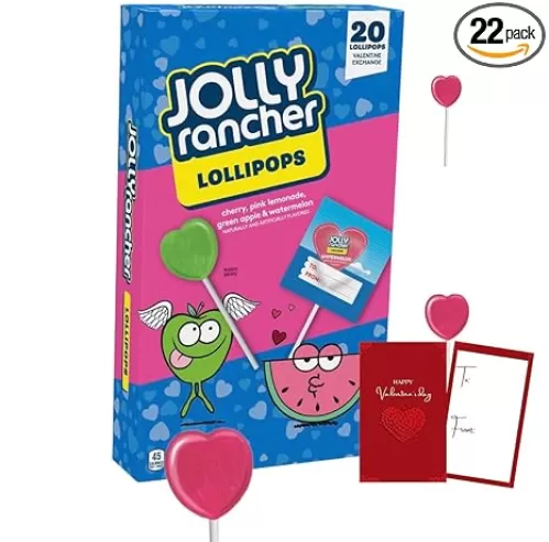 Jolly Rancher Assorted Fruit Flavored Heart Shaped, Lollipops, Box 9.2 oz, 20 Pieces| MAJUU CONNECT BRANDED