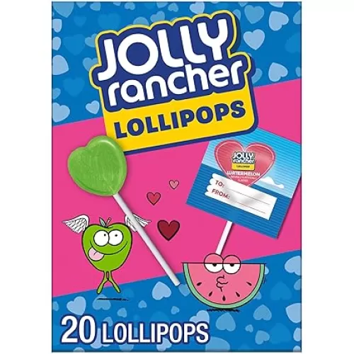 JOLLY RANCHER Assorted Fruit Flavored, Valentine's Lollipops Box, 9.2 oz (20 Pieces)