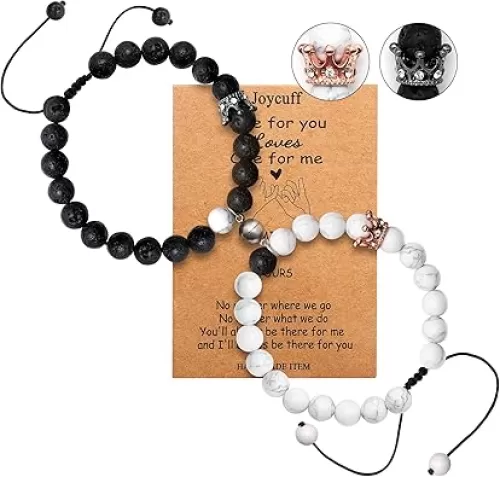 JoycuFF Matching Couple Bracelets For Men Women Him Or Her Boyfriend And Girlfriend Connecting Love Bracelets Gifts For Anniversary Birthday Christmas Beaded Jewelry