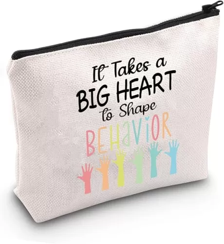 JXGZSO Funny Behavior Therapist Gift It Takes a Big Heart to Shape Behavior Zipper Pouch Makeup Bag (It Takes a Big Heart to Shape)