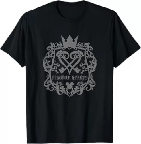 Kingdom Hearts Scrolled Keys Crossed Heartless Design T-Shirt
