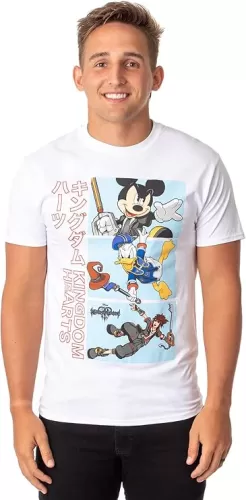 Kingdom Hearts Video Game Men's Kanji Mickey Donald Sora T-Shirt