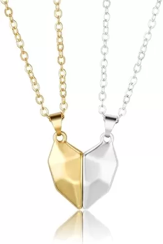 LEGENSTAR Two Souls One Heart Pendant Necklaces for Couple, Wishing Stone Creative Magnet Couples Necklace