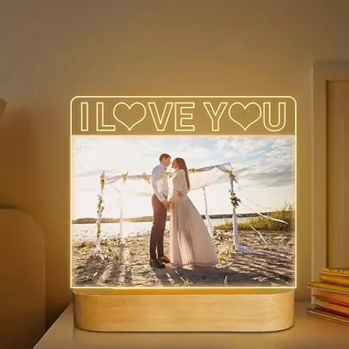 Light up Picture Frame, I Love You 4x6 Inches Acrylic Photo Frame with Night Light Desktop Decor Best Gifts for Lover Couple Wife Girl Friends Valentine