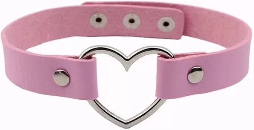 Love Heart Leather Choker Gothic Punk Necklace Soft PU Collar Chain Adjustable Daily Party Dressing Jewelry for Women